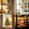 Holiday Window Layouts Christmas Clings, Cute Santa Claus Snowman Xmas Tree Stickers, Reusable Art Winter PVC Static Glass Decal for Living