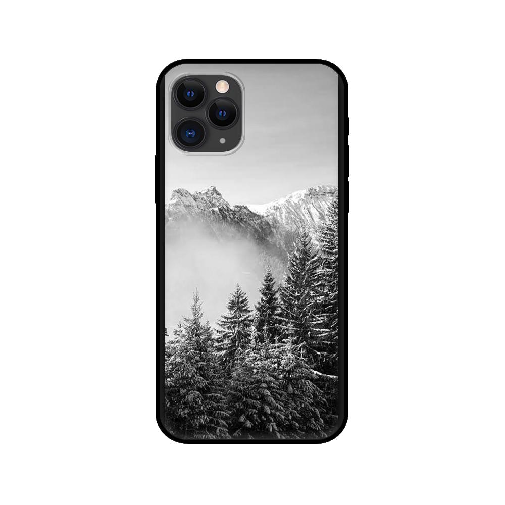 Black tpu case for iphone 5 5s se 2020 6 6s 7 8 plus x 10 XR XS 11 12 mini pro MAX back cover Landscape Winter Light Snow