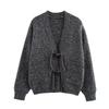 Kaslead New Women clothes Western Style Fashion Arabesquitic Fabric Handmade Buckle Knit cardigan Sweater Outerwear
