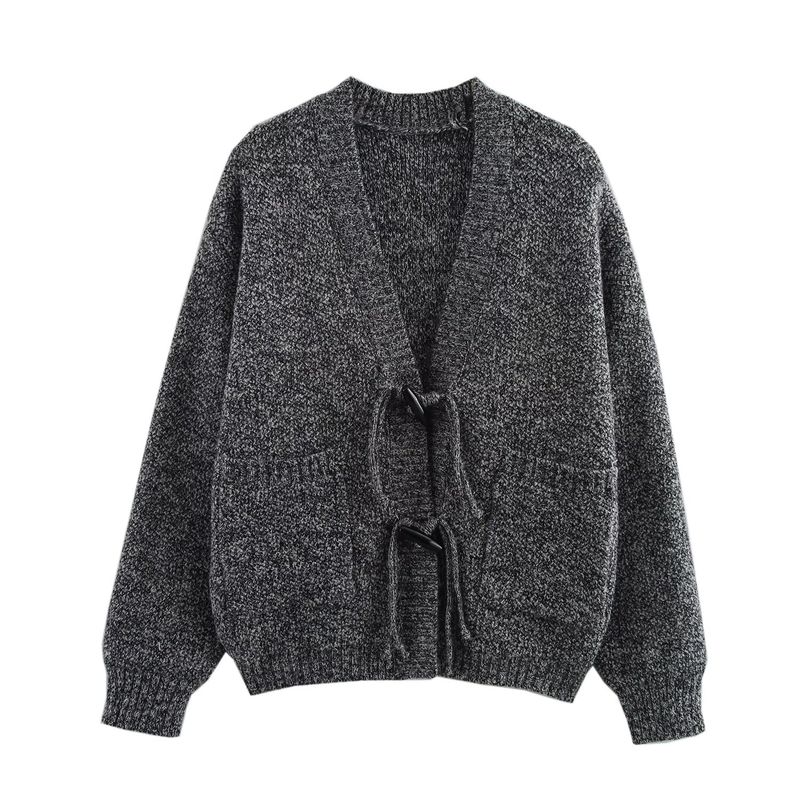 Kaslead New Women clothes Western Style Fashion Arabesquitic Fabric Handmade Buckle Knit cardigan Sweater Outerwear