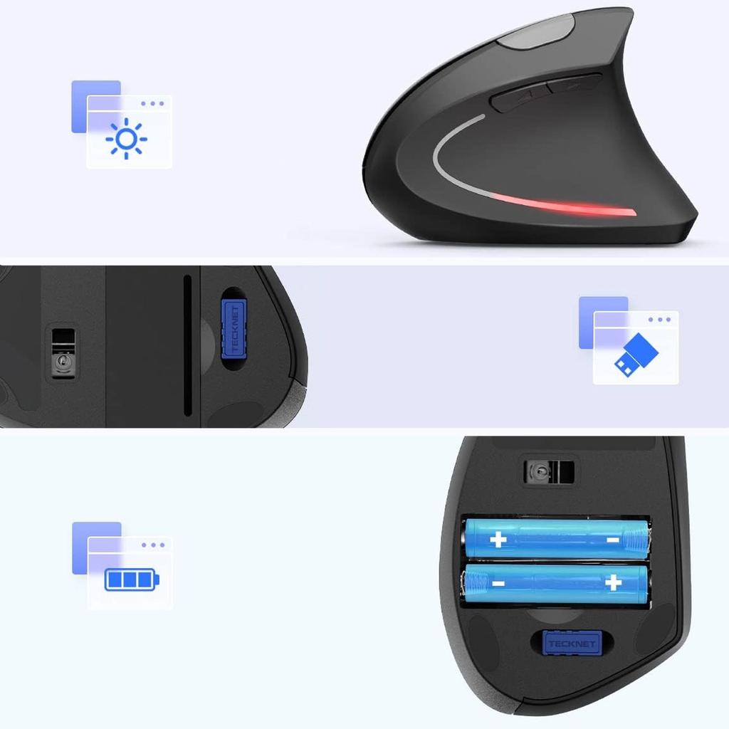 Myszka Bezprzewodowa Wertykalna Mysz Gamingowa Pionowa Ergonomiczna Do Laptopa Pc Praworęczna Cicha Czarna