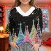 Girls' Winter V-Neck Christmas Print Base Layer Top