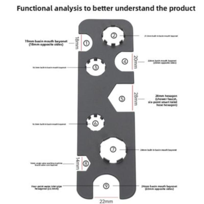 

Инструмент для снятия аэратора крана 9 в 1 Металлический ключ для скрытой резьбы TJ TT JR STD и среза с корпусом M16 M18 M20 M22 M24
