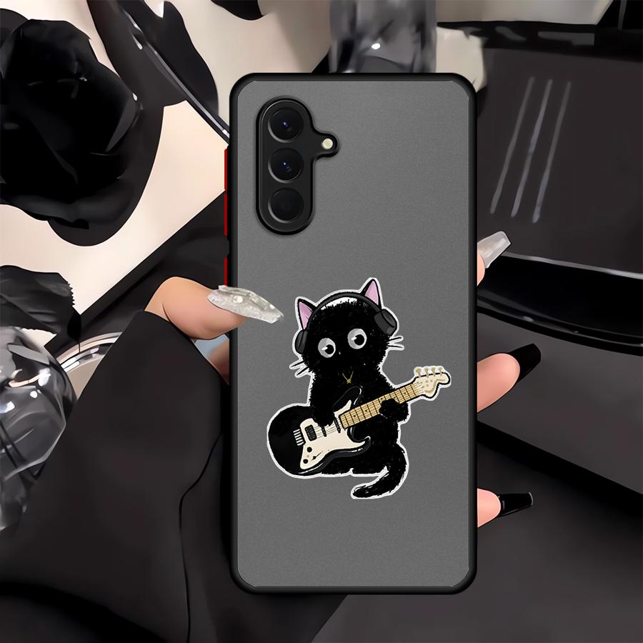 Phone Cover Case for Samsung Galaxy A16 A15 A14 A23 A73 A33 A54 A52S A72 A34 A36 A53 A35 A17 A52 A56 A55 Music Cat