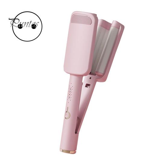 

32 мм V-образная плойка для завивки волос, керамическая, большие французские волны, щипцы для укладки, антиожоговая плойка для завивки глубоких волн для коротких и длинных волос EU розовый