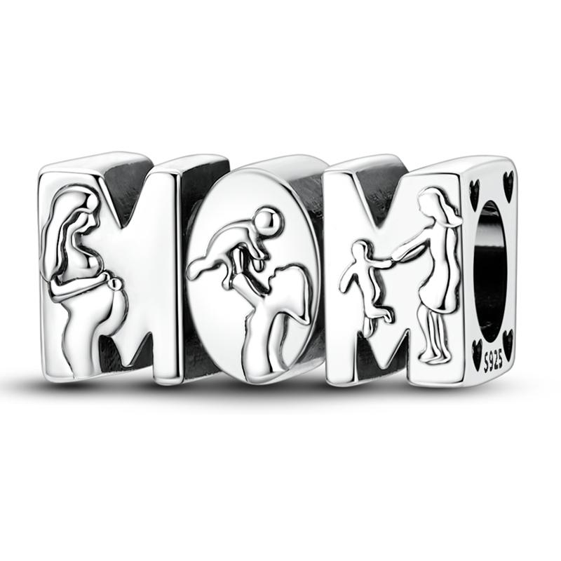 Original 925 Sterling Silver Charms Mother and Baby Bead Mom Bead Fit Original Bracelets For Women DIY Jewelry Gift