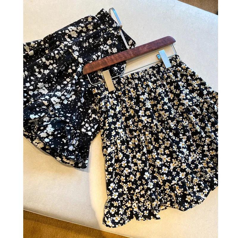 

Women s Floral Print Ruffle Shorts High Waist Casual Summer Shorts L