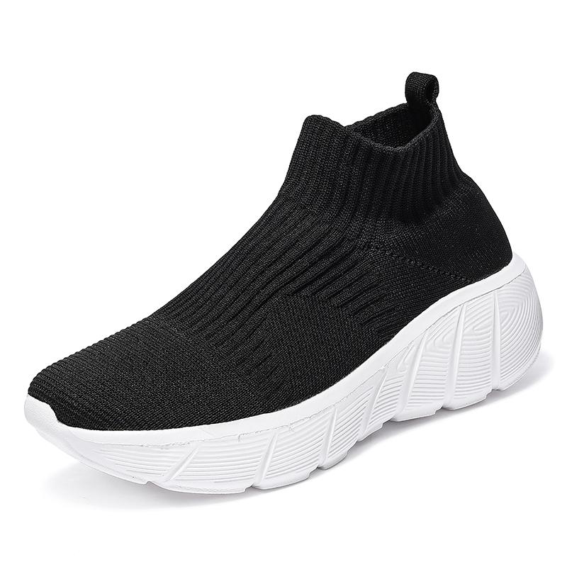 Fashion Fashion Platform Sports Shoes Men Orange High Top Knit Casual Sneakers Women Lightweight Breathable Slip-on Men's Running Shoes