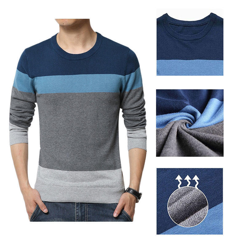 Fashion Casual Striped Slim Fit Knitting Men Pullover Sweaters Fashion Casual Striped Slim Fit Knitting Men Pullover Sweaters