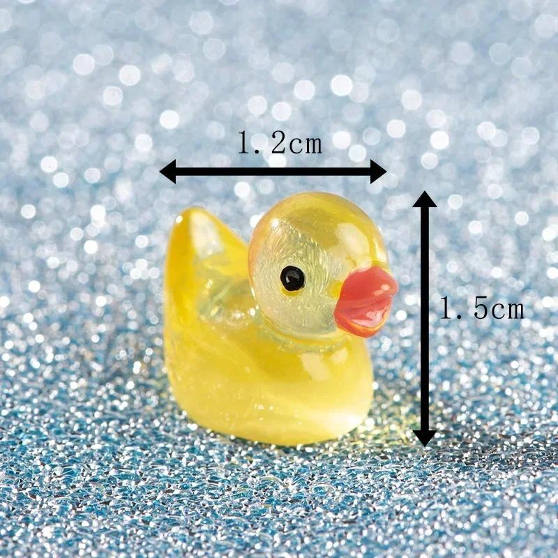 Mini Duck Glow At Night Miniature Figurines Cute Fairy Garden Decoration Luminous Swan Duck Desk Ornaments Dollhouse Crafts DIY 1pcs