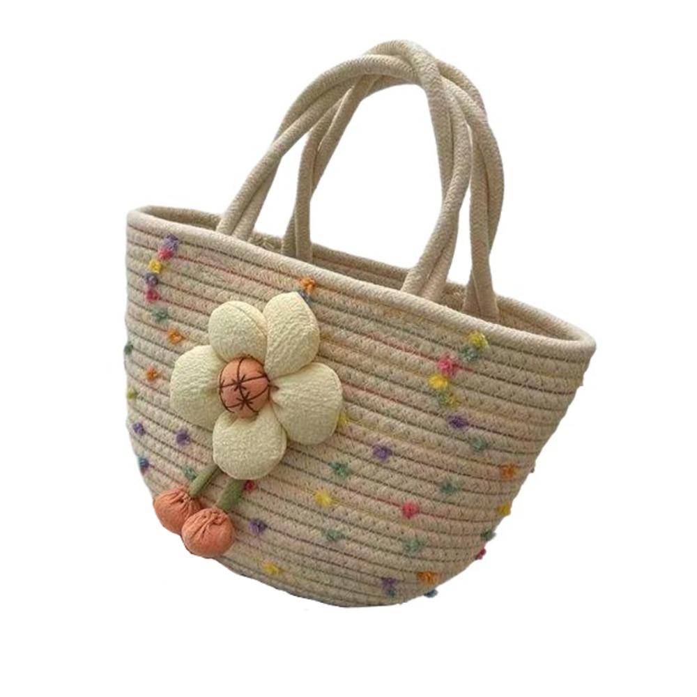 Portable Straw Woven Tote Bag High-capacity Flower Bucket Bag Handmade All-Match Handbag Beach