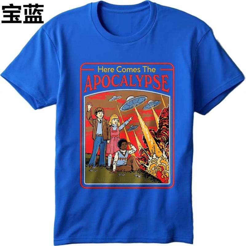 Men cotton tshirt Black summer For her t shirt Here Comes The Apocalypse Short Sleeve Soft O Neck Teeshirt Brand t shirt