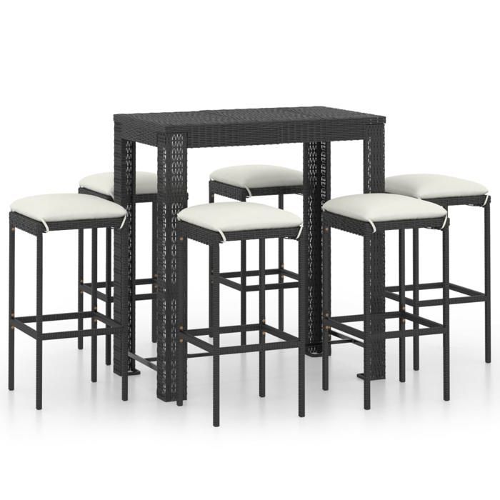 VidaXL 7-Piece Garden Bar Set with Cushions Bistro Furniture Outdoor Dining Set Lounge 3064784