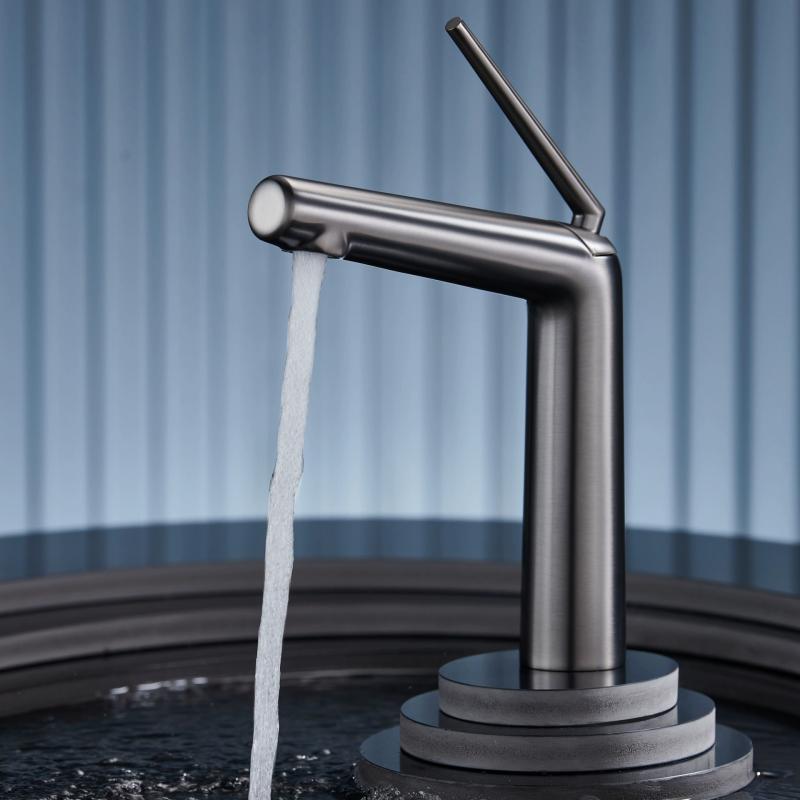 Bathroom Basin Faucet Hot and Cold Crane Brass Sink Mixer Single Lever Sink Faucet Water Faucet Crane Brush Gold