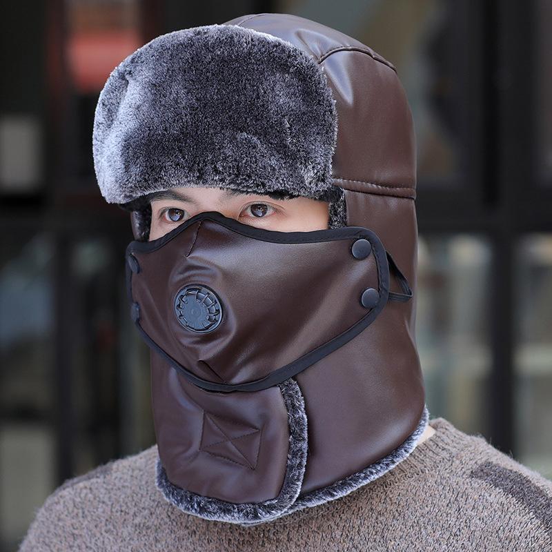 

Шапка мужская зимняя ветрозащитная велосипедная шапка уличная теплая дыхательный клапан кожаный бархат утолщенная шапка для ушей женская one size fits all