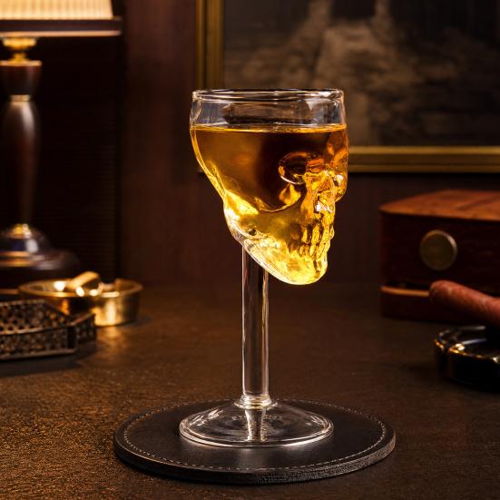 Totenkopf Schnapsgläser, Kreativer Gotischer Wodka Whiskey Tumbler Kelch, Borosilikatglas Spirituosenbecher für Bar Zuhause, Halloween Party Geschenk