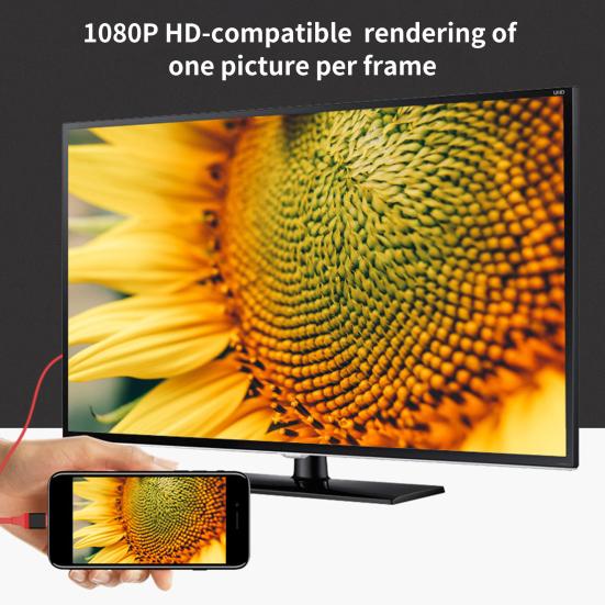 HDMI-compatible Adapter Cable 1080P Plug and Play TPE 8Pin to HDMI-compatible Converter for iPhone