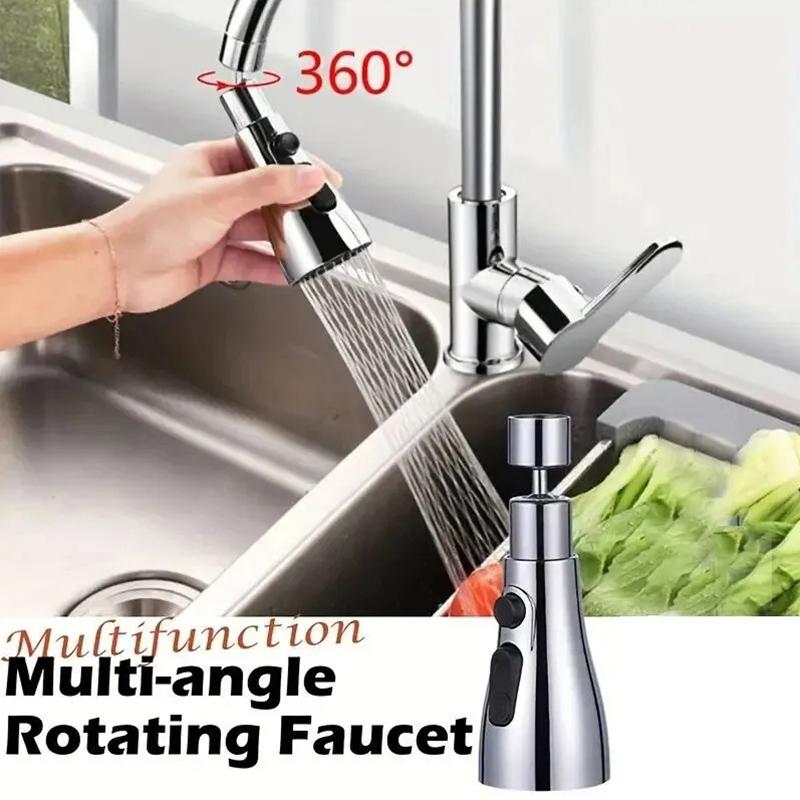 Multipurpose Kitchen Faucet Extender 360° Universal Rotating Sprinkler 3 Water Spray Modes Faucet Anti-Splash