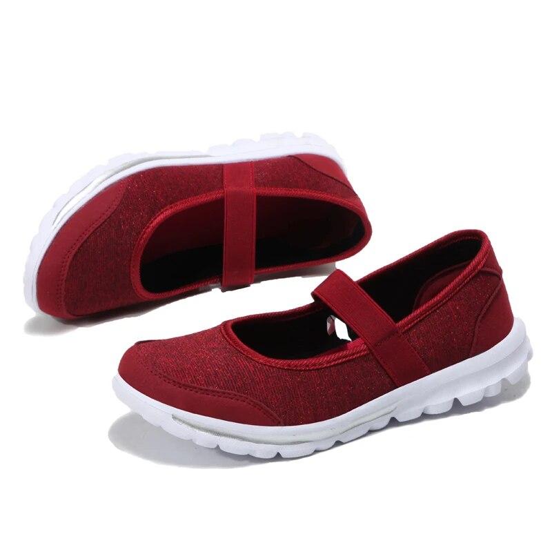 

Женская повседневная обувь Мягкая портативная обувь для ходьбы Легкие балетки для женщин Дышащая обувь слипоны Черная обувь Женские лоферы 39 красный