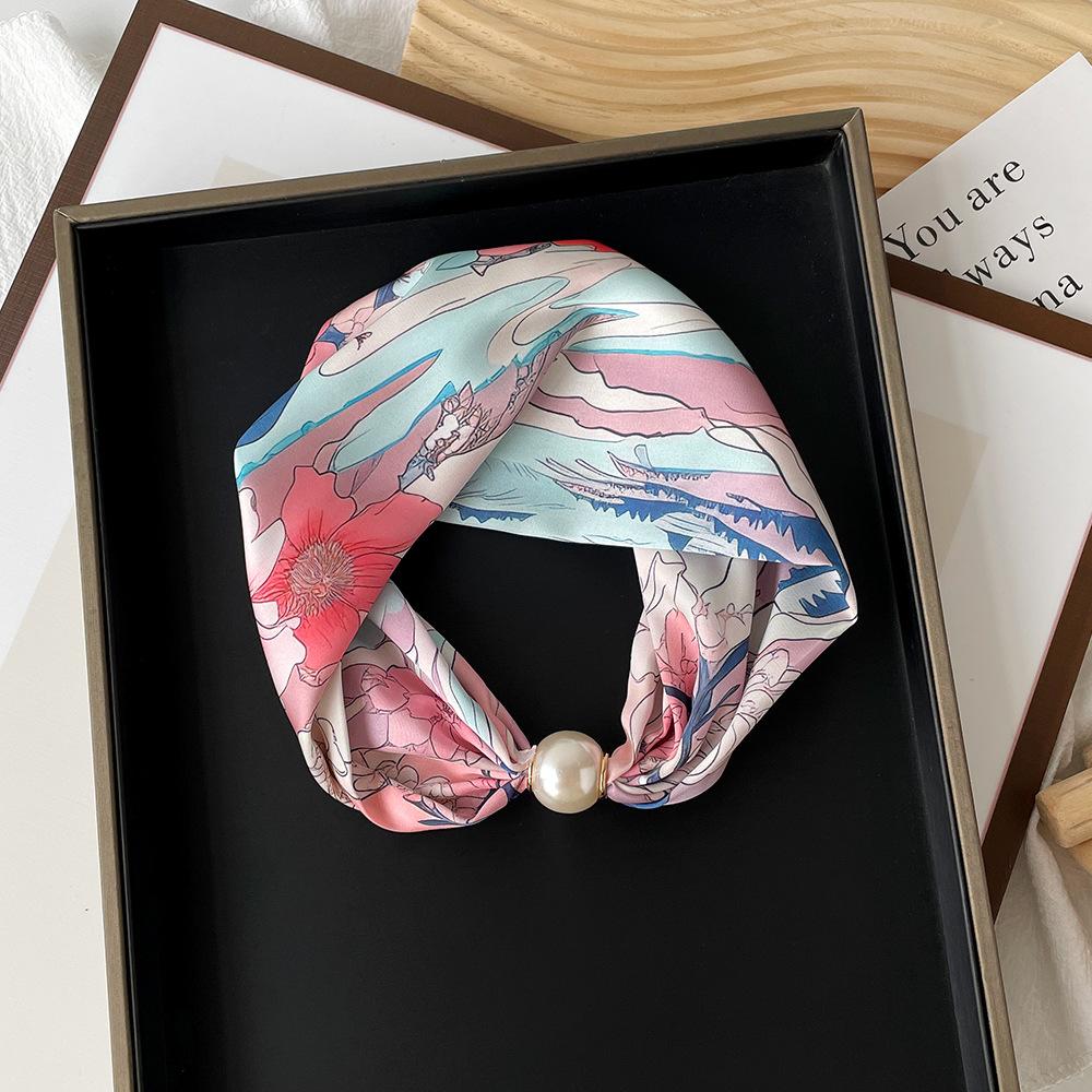 Magnetic Buckle Small Scarf Diamond Studded Magnetic Buckle Scarf Women'S Necklace Headband Scarf Light Luxury Exquisite