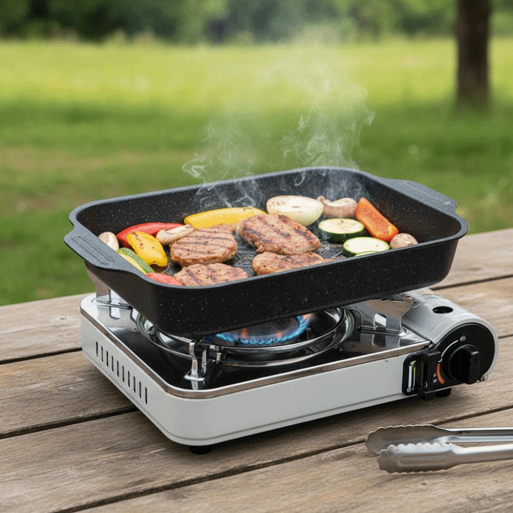 Large Capacity Grilling Pan Non-Stick Grilled Fish Plate Practical Grilled Fish Tray Outdoor