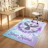 Dragon Phoenix Theme Crystal Velvet Rug Personalized Custom Name Text Soft Floor Mat Home Decor