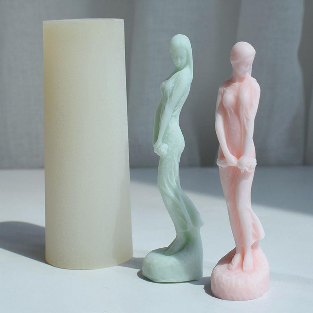 Silicone Resin Candle Mold A Slender Girl Flower Cake Chocolate Fondant Mold Aromatherapys Plaster Epoxy Mold Home Decor