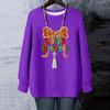 Ladies' Christmas Printed Round Neck Long Sleeved T-shirt Sweatshirt Top