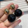 Early Autumn Retro Hong Kong Style Acetic Acid Round Earrings Advanced Sense Smudging French Light Luxury Earrings Women'S Design Studs