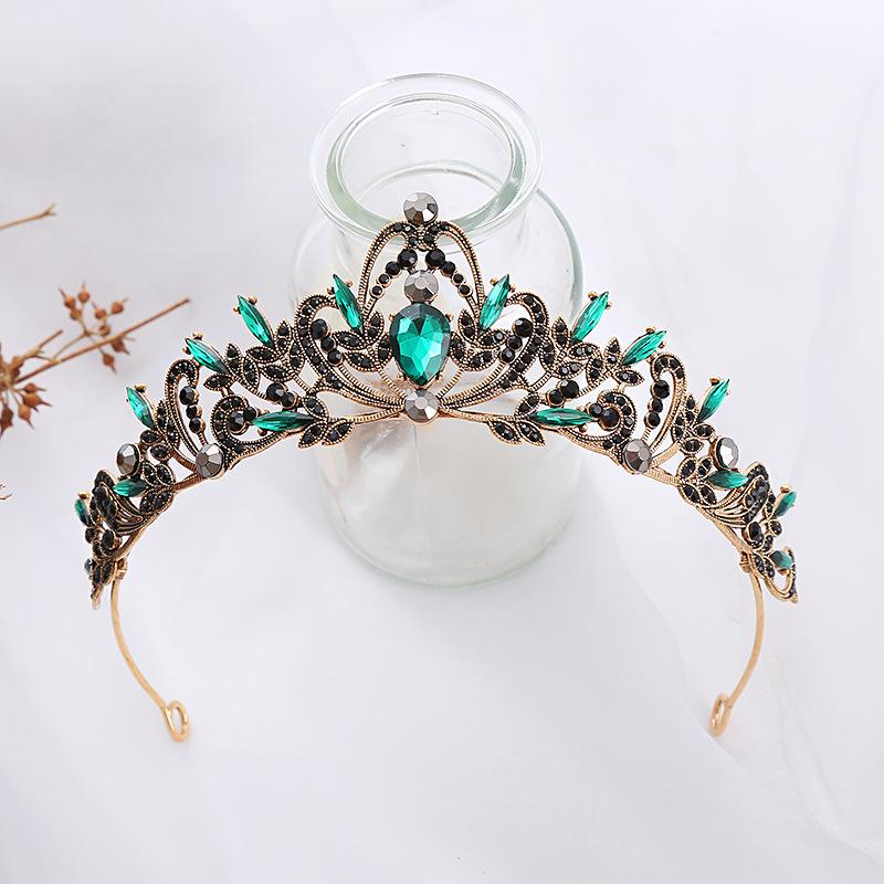 Barocke Retro-Krone im Mori-Stil, Hochzeitskrone, Legierung, High-End-Strass-Kopfschmuck, Farbe neu