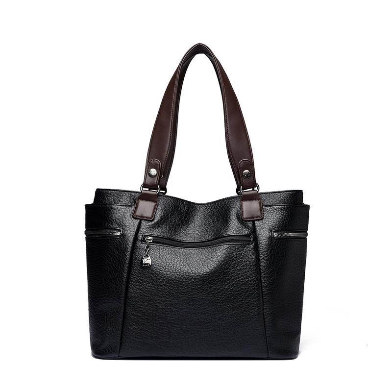Women Vintage Faux Leather Tote Shoulder Bag, Large Capacity Commute Handbag with Detachable Crossbody Strap, Multi Zipper Pockets Retro Daily Travel