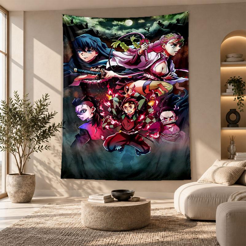 Decorative Tapestry,Demon Slayer Printed Wall Art, Lightweight Wall Hanging For Bedroom Background