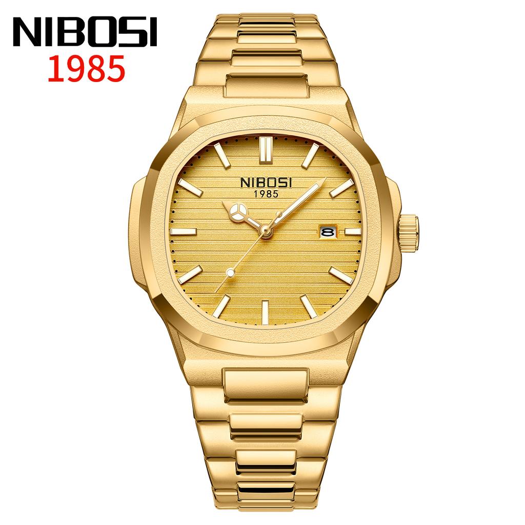 NIBOSI Luxury Man Wristwatch Waterproof Luminous Chronograph Watch for Men Stainless Steel Men's Quartz Watches