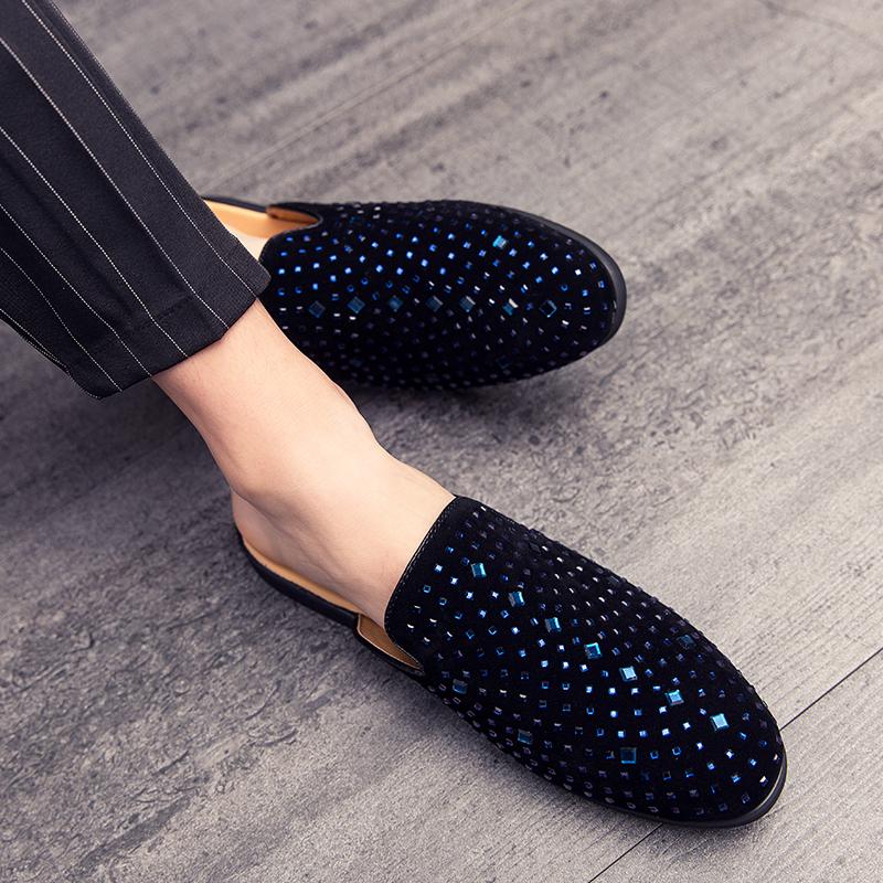 Classic Breathable Slipper Loafers Summer Half Shoes for Men Soft Handmade Muller Personality Designer Slipon Men Casual Shoes