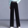 Fleecing Plush Thick Warm Letter Stripes High Waist Corduroy Straight OL Wide Leg Long Pant Women Winter Casual Trouser Clothing