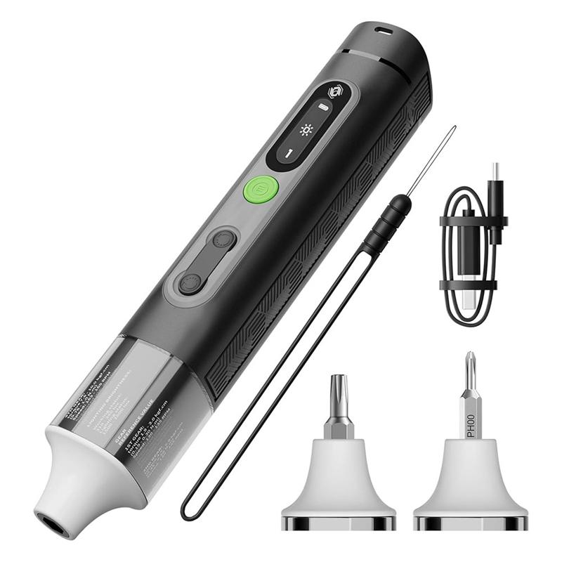 

ABNO-Cordless Screwdriver,Compatible With1/4In And 4Mm Hex Bits,4 Torque Levels,3 Lighting Modes,1500Mah Rechargeable Battery чорний