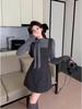 Women’s Slim-Fit Autumn Two-Piece: Long Sleeve Top & Polka Dot Dress