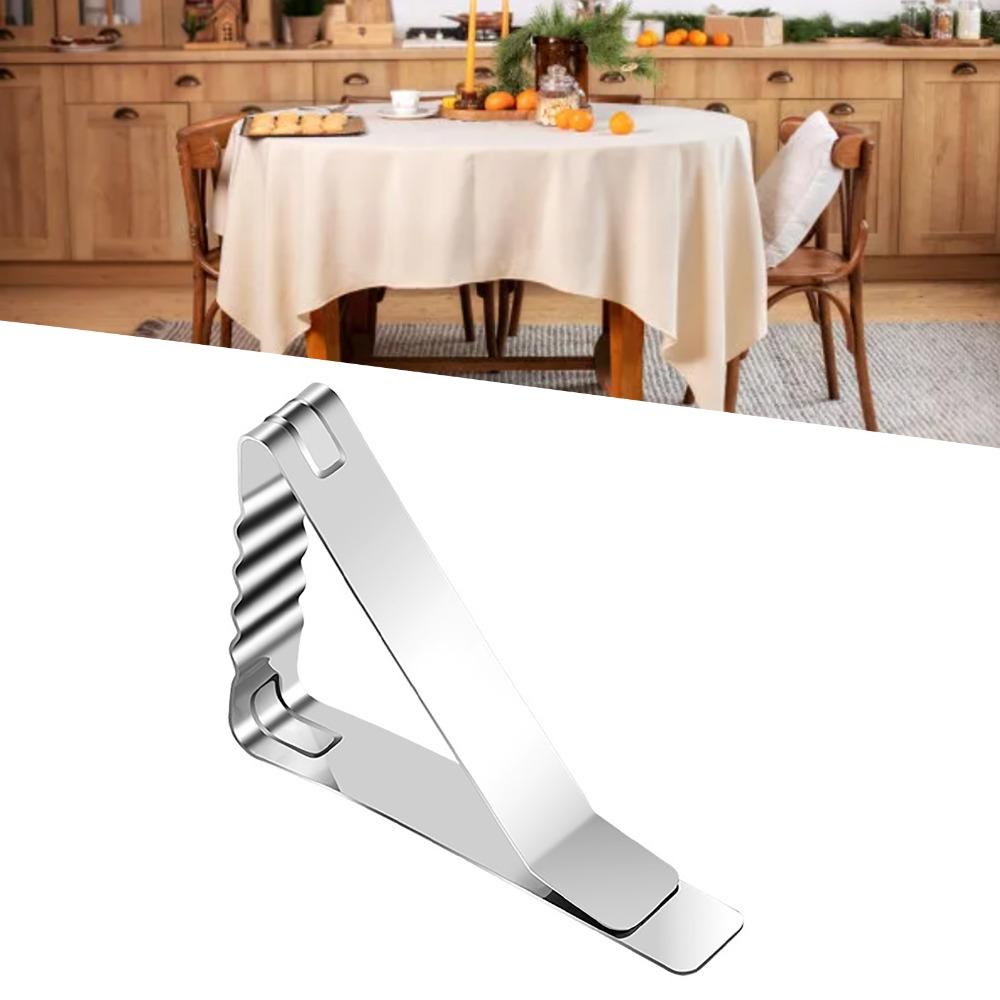 6Pcs Stainless Steel Tablecloth Clips High Elastic Large Caliber Desktop Fixing Clamps Triangle Tablecloth Fixing Clips Banquet