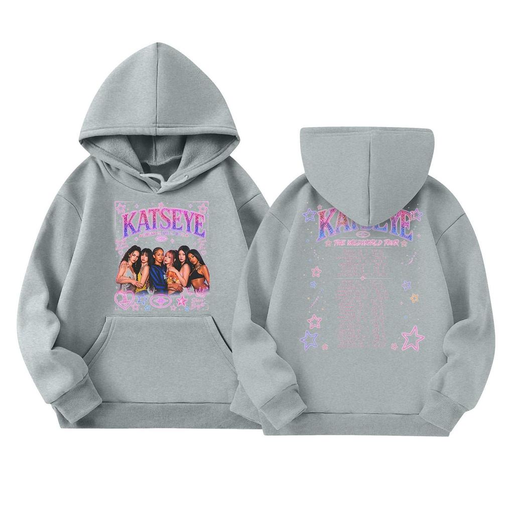 Girls' Fashion Long-Sleeve Hooded Sweatshirt with Print and Pockets