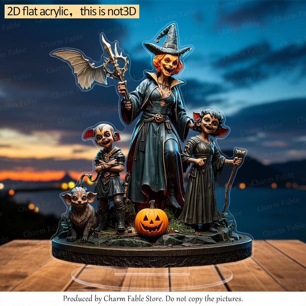 

2D плоские акриловые настольные украшения на Хэллоуин и Пасху, ужасные ведьмы, тыквы и украшения с таинственными существами, украшения для стола на домашнюю вечеринку 20cm