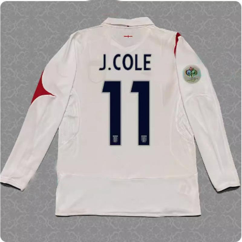 2006 England jersey home No. 7 Beckham long-sleeved football jersey retro 06 World Cup 4 Gerrard