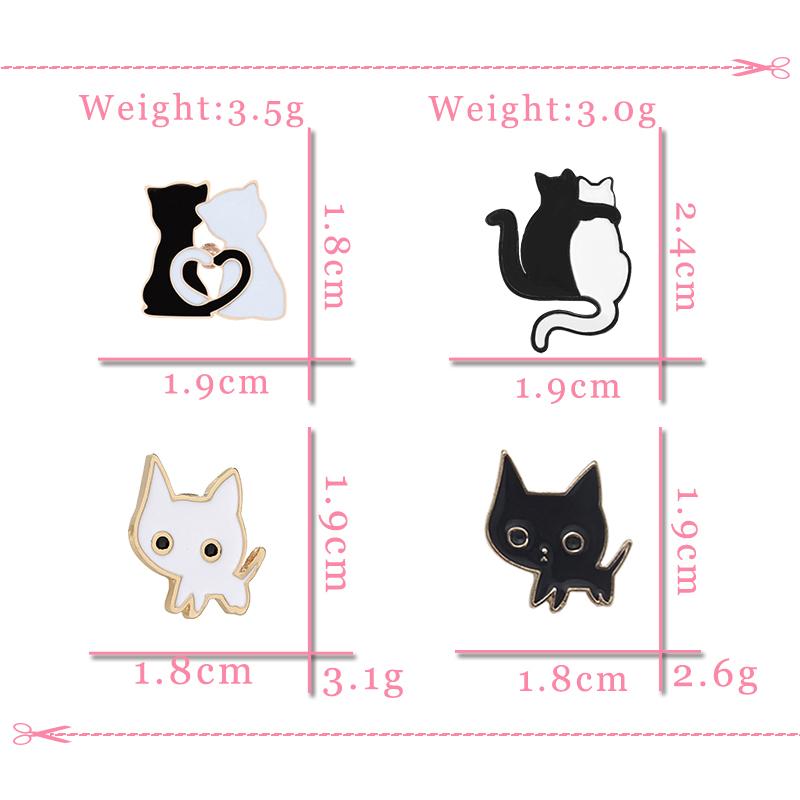 Cute Animal Cats Brooch Cartoon Black And White Cat Enamel Pins Custom Denim Backpack Lapel Pin Jewelry Gifts For Couple Friends
