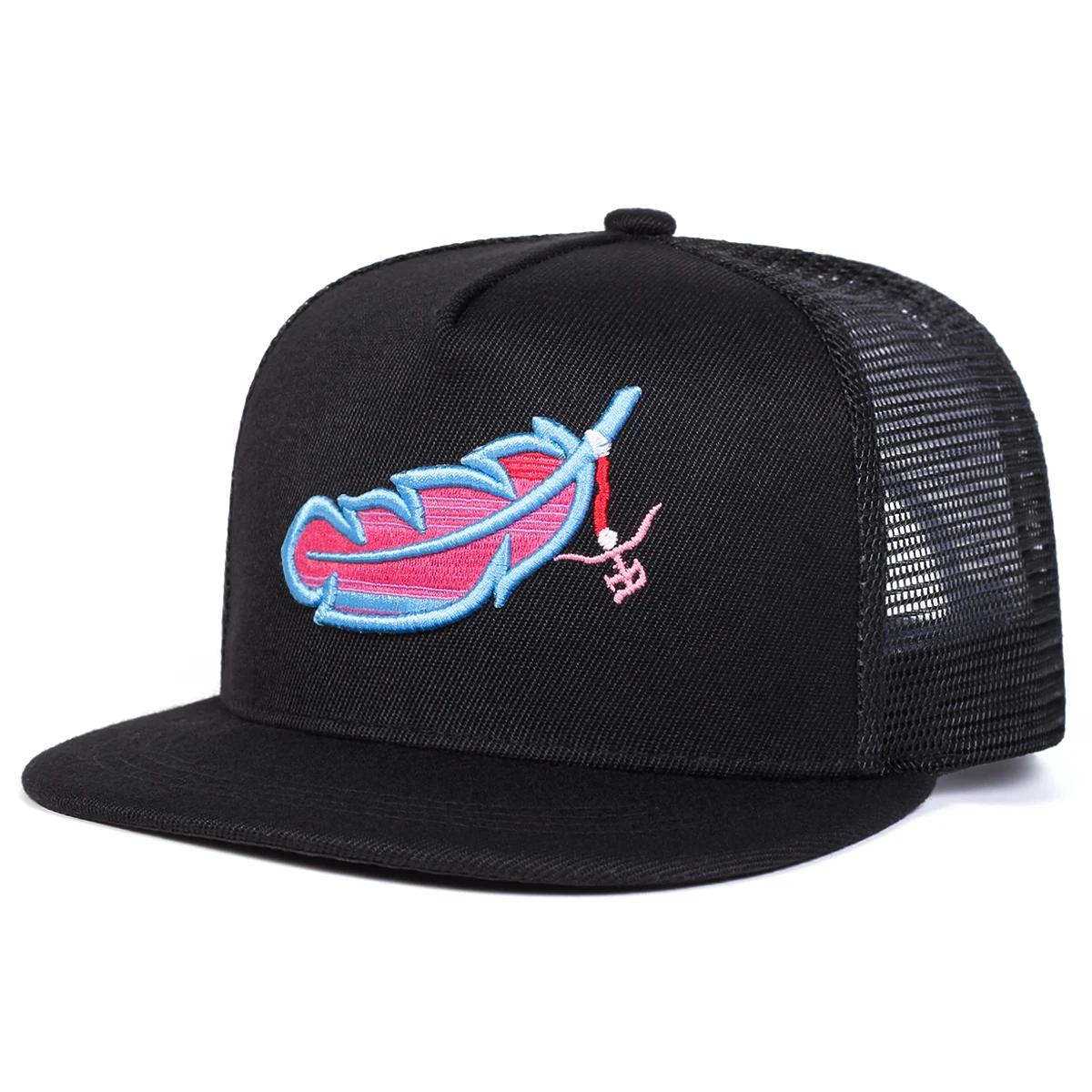 

Unisex Colorful Feather Embroidery Hip-Hop Net Hats Spring And Summer Outdoor Adjustable Casual Baseball Caps Sunscreen Hat