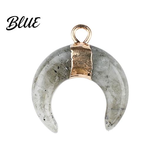 DIY Pendant Charm Gold-Plated Edging Crescent Horn Design Natural Imitation