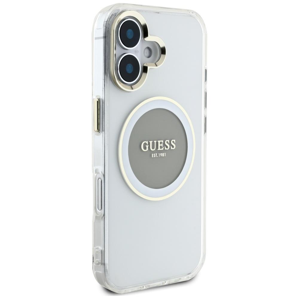 Etui Guess Iml Metal Colored Circle      Classic Logo Magsafe Do Iphone 16 Szary