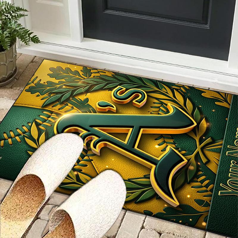 Custom NameAthletics Oakland Emblem Carpet, Indoor Rug, Chair Rug, Living Rooms, Doormat Made From Polyester Home Decor Birthday Christmas Gifts