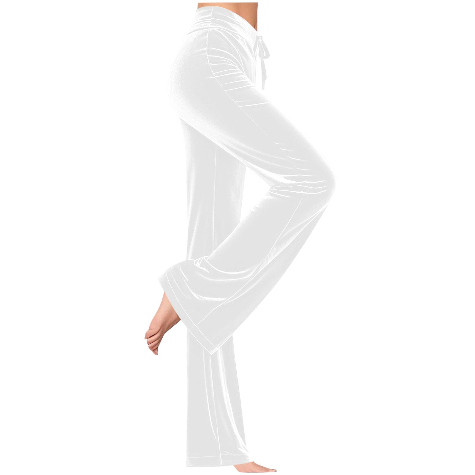 

Women s Casual Solid-Color Pants High-Waisted Drawstring Trousers XL білий