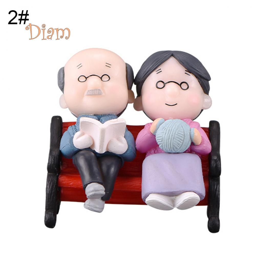 

Миниатюрная фигурка дедушки и бабушки, для домашнего декора 3pcs синий/розовый