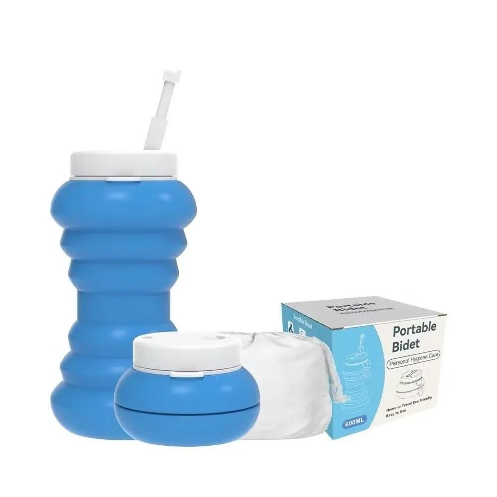 600ml Large Capacity Portable Bidet Spray Collapsible Reusable Foldable Female Washer Irrigator Manual Operation Portable