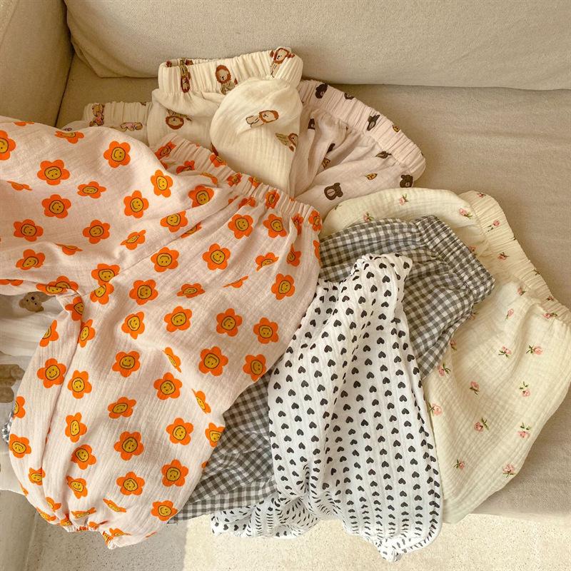 Kids' 2024 Summer Cotton Anti-Mosquito Pants - Korean Double Gauze Thin Bloomers for Boys and Girls